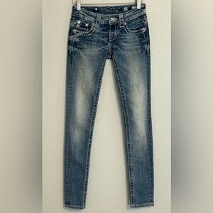 Miss Me Y2K Sequin Rhinestone Skinny Denim